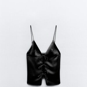 Satin Lace-Up Top